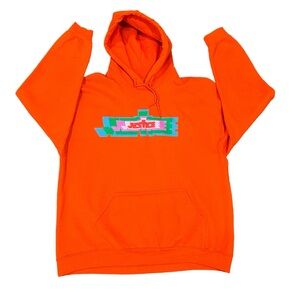 JUSTIN BIEBER hoodie Large bright orange Justice concert tour.